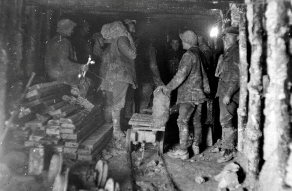 Sappers from the 3rd Australian Tunnelling Company in the Charing Cross section of the Hulluch underground system