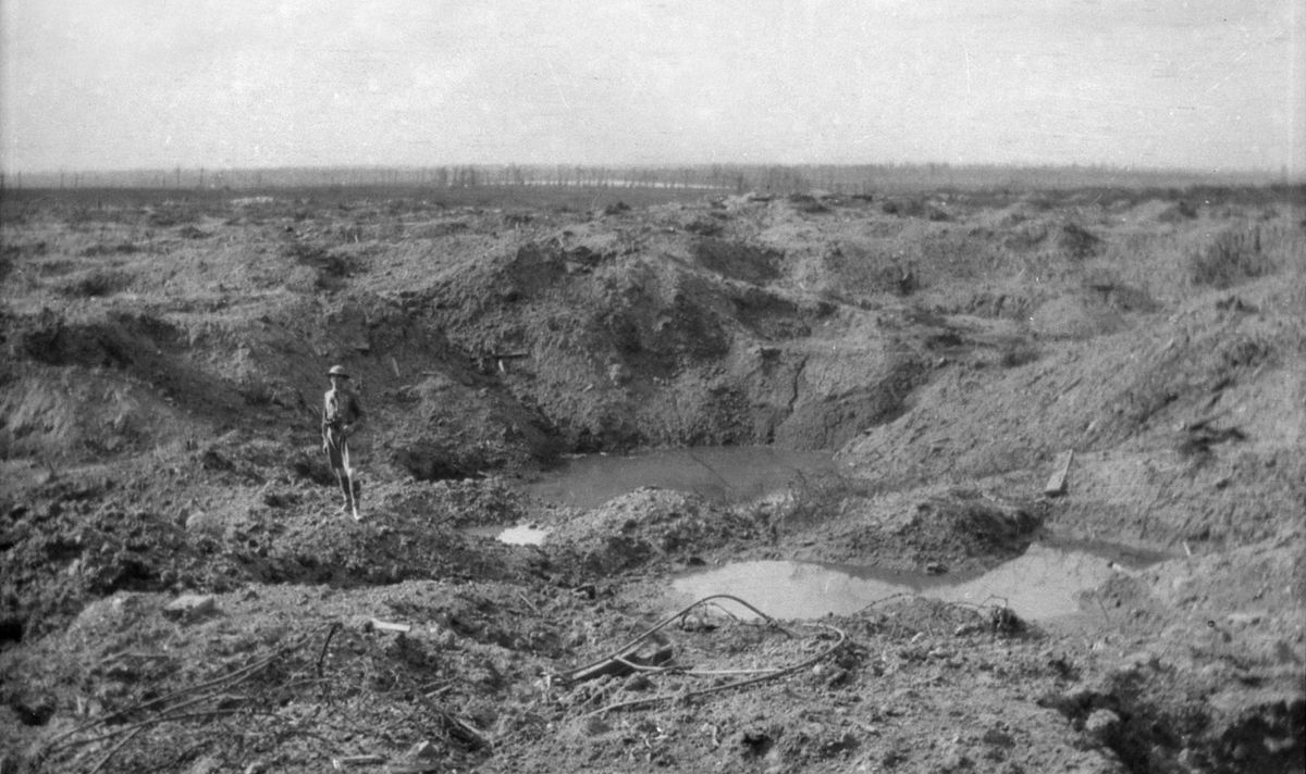 'There used to be a hill here' — The huge crater left after the detonation of the mine under Hill 60